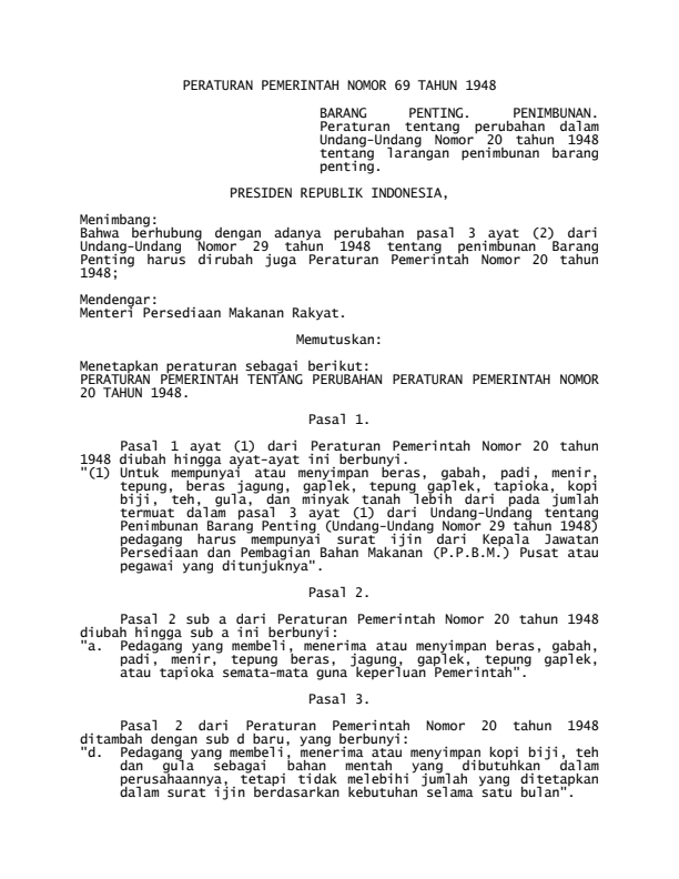 Peraturan Pemerintah Nomor 69 Tahun 1948