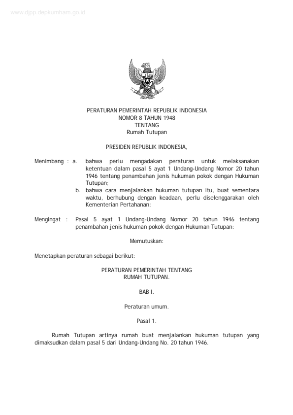 Peraturan Pemerintah Nomor 8 Tahun 1948