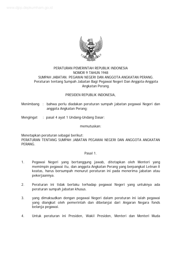 Peraturan Pemerintah Nomor 9 Tahun 1948