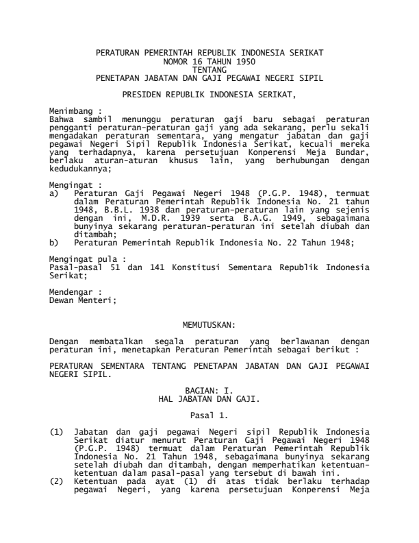 Peraturan Pemerintah Nomor 16 Tahun 1950