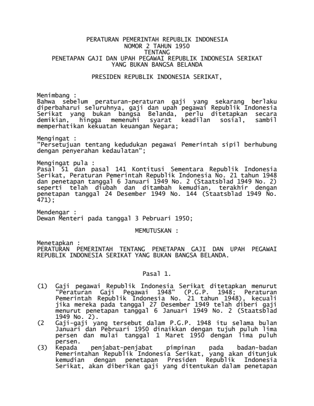 Peraturan Pemerintah Nomor 2 Tahun 1950