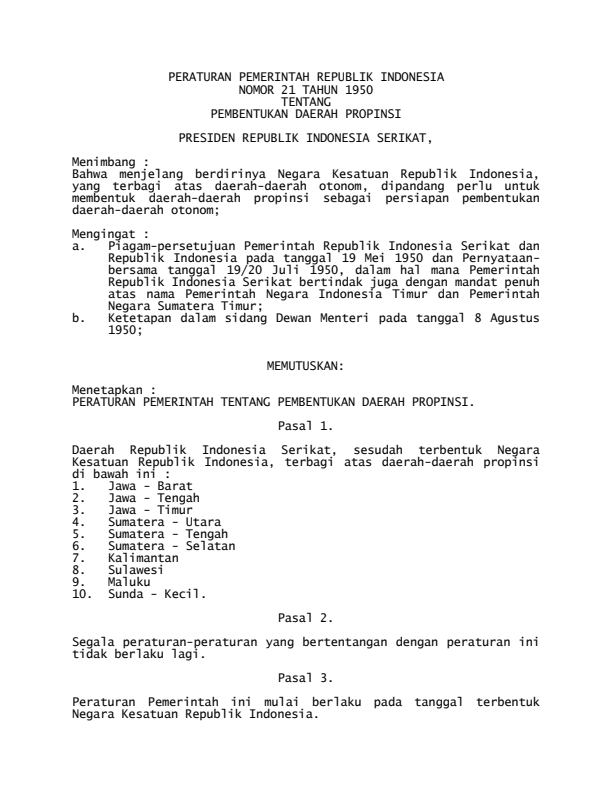 Peraturan Pemerintah Nomor 21 Tahun 1950