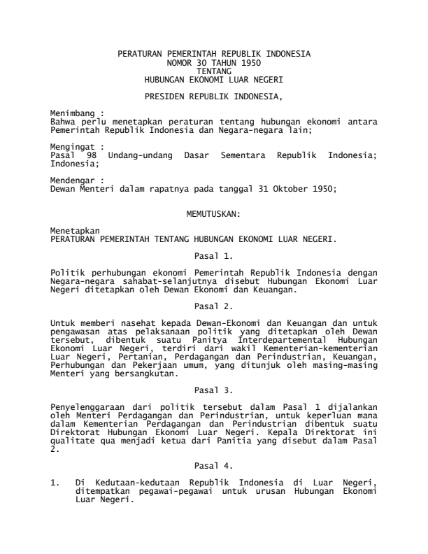 Peraturan Pemerintah Nomor 30 Tahun 1950