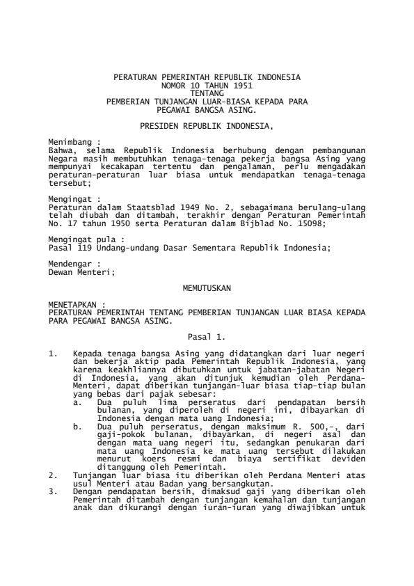 Peraturan Pemerintah Nomor 10 Tahun 1951