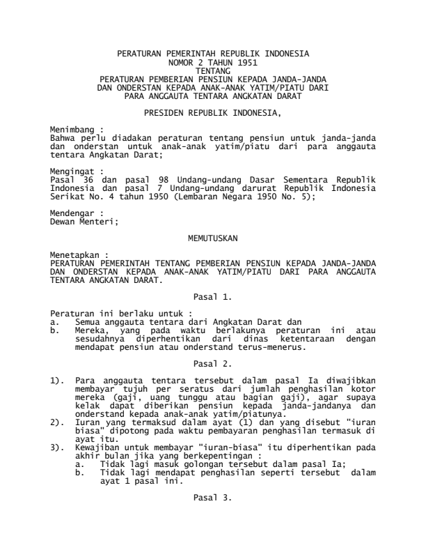 Peraturan Pemerintah Nomor 2 Tahun 1951