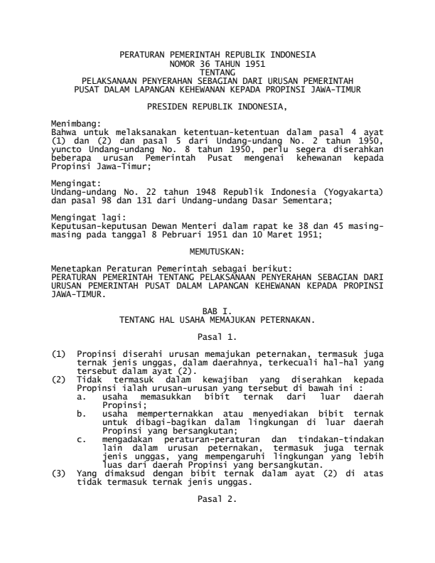 Peraturan Pemerintah Nomor 36 Tahun 1951