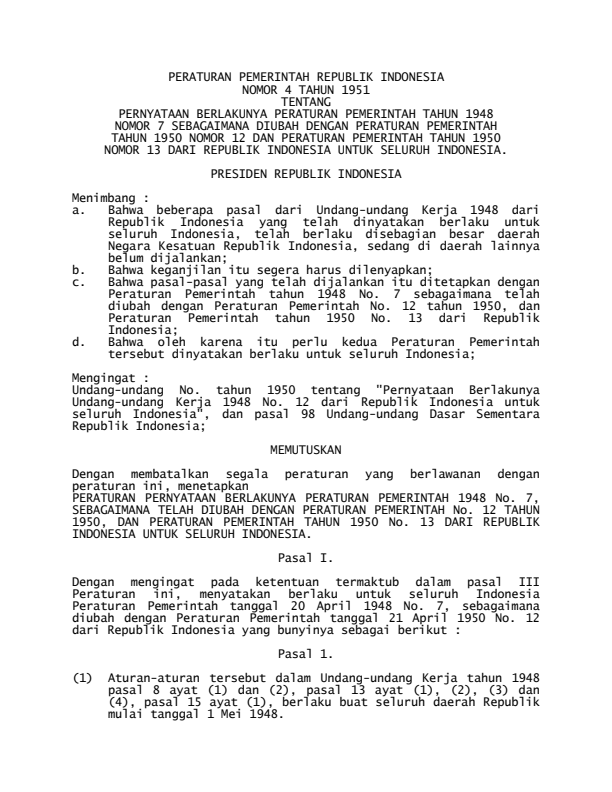 Peraturan Pemerintah Nomor 4 Tahun 1951