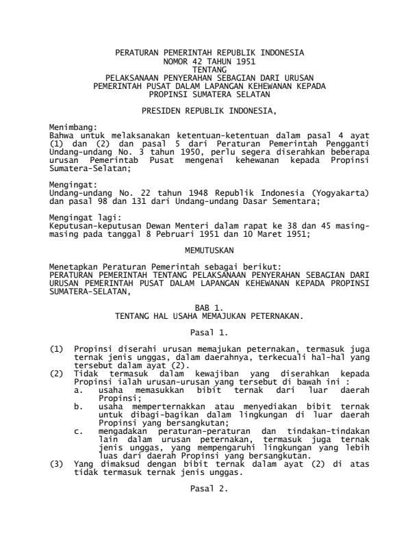 Peraturan Pemerintah Nomor 42 Tahun 1951