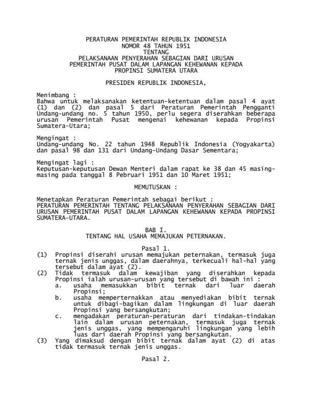 Peraturan Pemerintah Nomor 48 Tahun 1951