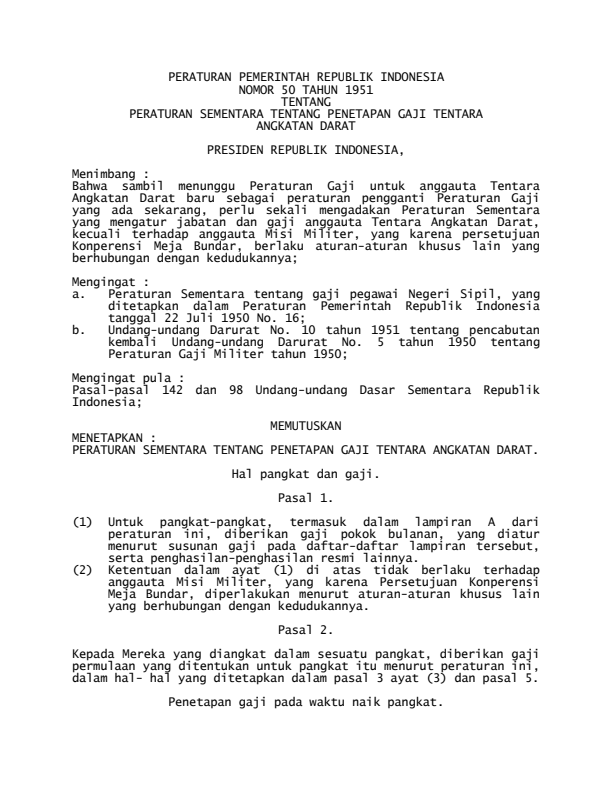 Peraturan Pemerintah Nomor 50 Tahun 1951