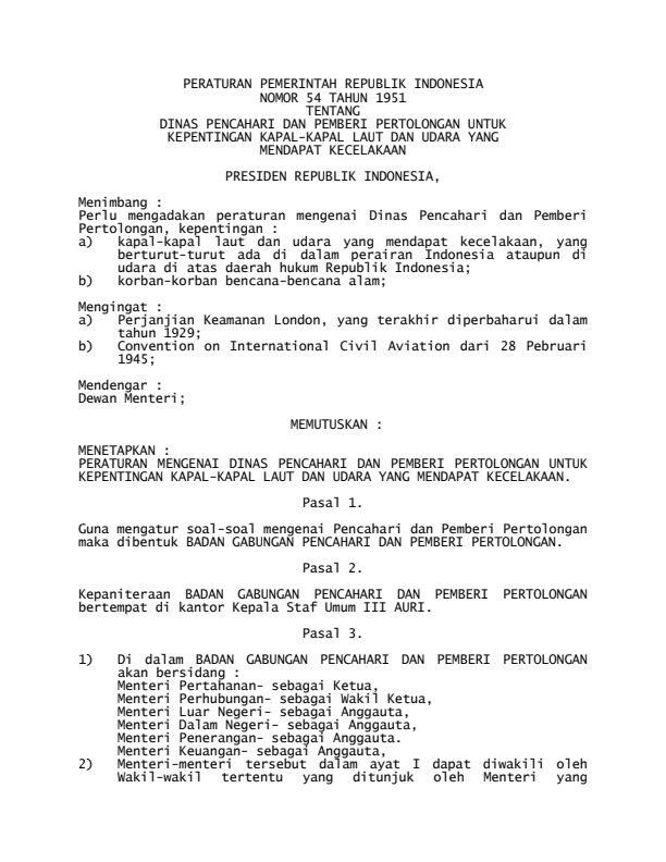 Peraturan Pemerintah Nomor 54 Tahun 1951