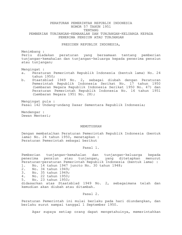 Peraturan Pemerintah Nomor 57 Tahun 1951