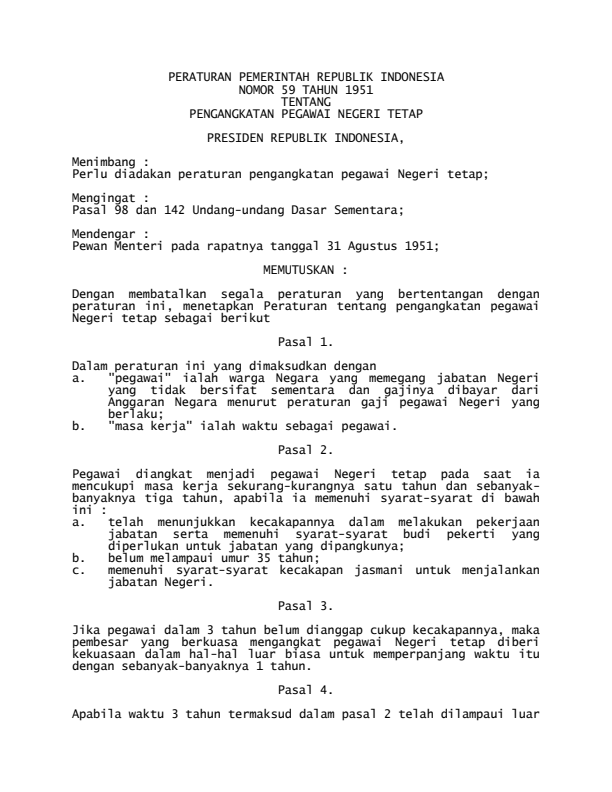 Peraturan Pemerintah Nomor 59 Tahun 1951