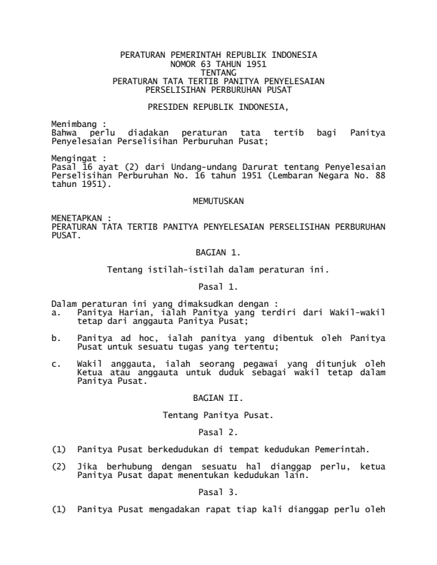 Peraturan Pemerintah Nomor 63 Tahun 1951