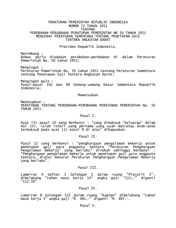 Peraturan Pemerintah Nomor 72 Tahun 1951