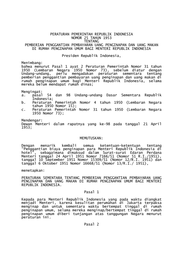 Peraturan Pemerintah Nomor 25 Tahun 1953