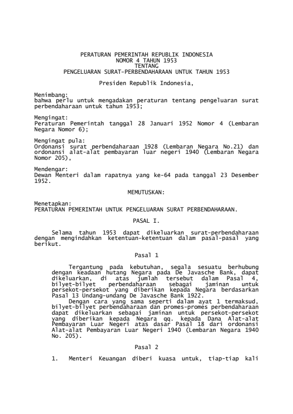 Peraturan Pemerintah Nomor 4 Tahun 1953