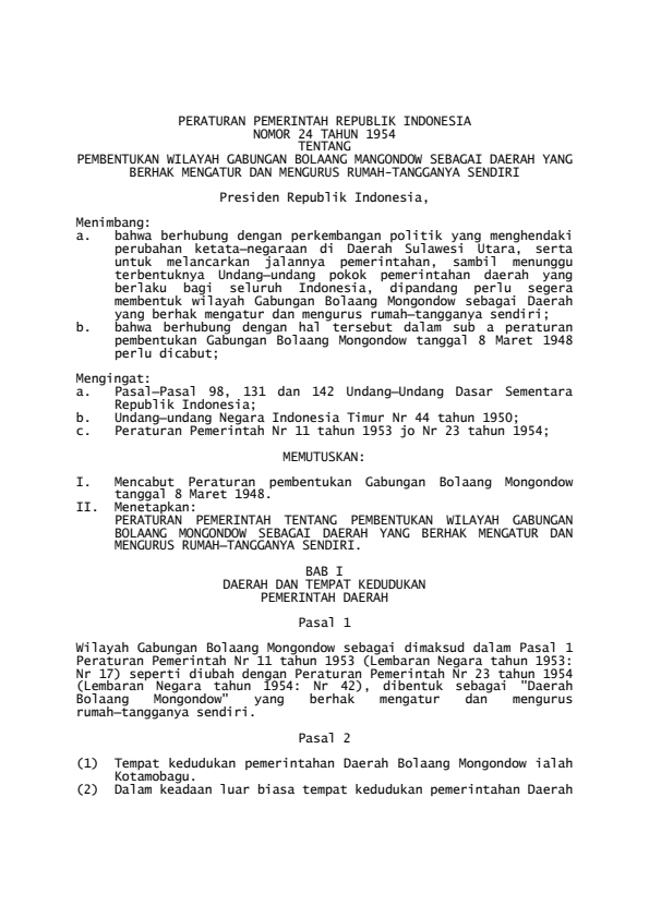 Peraturan Pemerintah Nomor 24 Tahun 1954