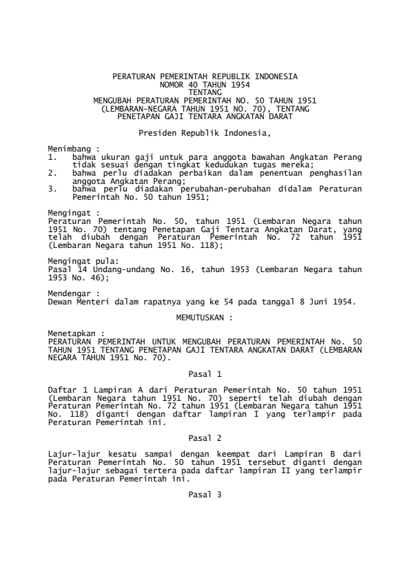 Peraturan Pemerintah Nomor 40 Tahun 1954