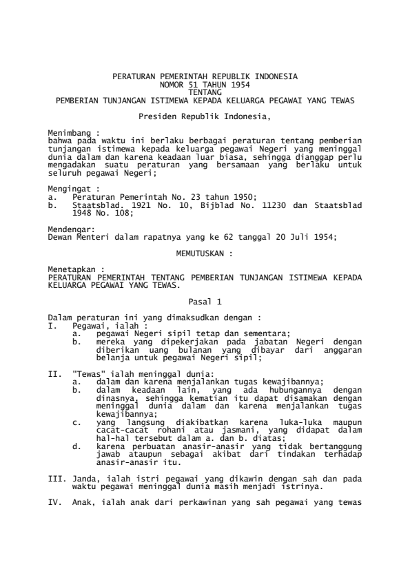 Peraturan Pemerintah Nomor 51 Tahun 1954