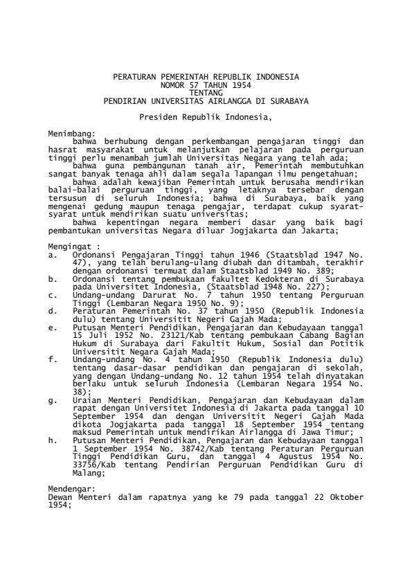 Peraturan Pemerintah Nomor 57 Tahun 1954