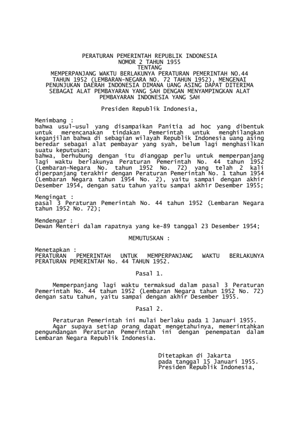 Peraturan Pemerintah Nomor 2 Tahun 1955