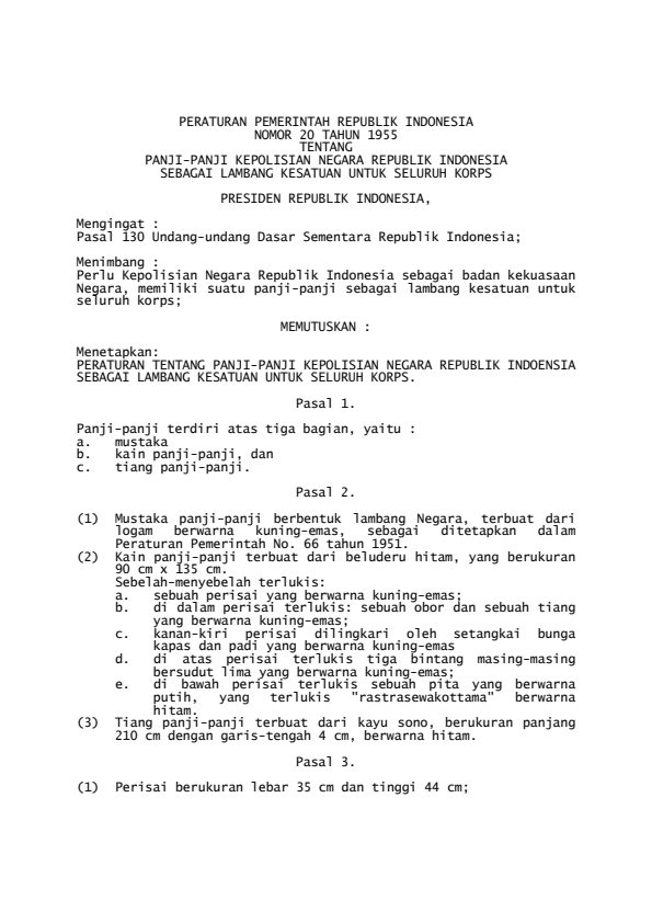 Peraturan Pemerintah Nomor 20 Tahun 1955