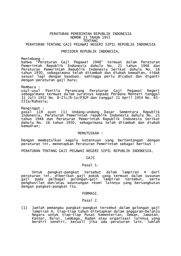 Peraturan Pemerintah Nomor 23 Tahun 1955