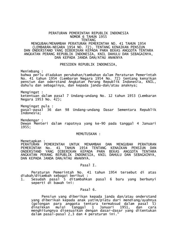 Peraturan Pemerintah Nomor 6 Tahun 1955