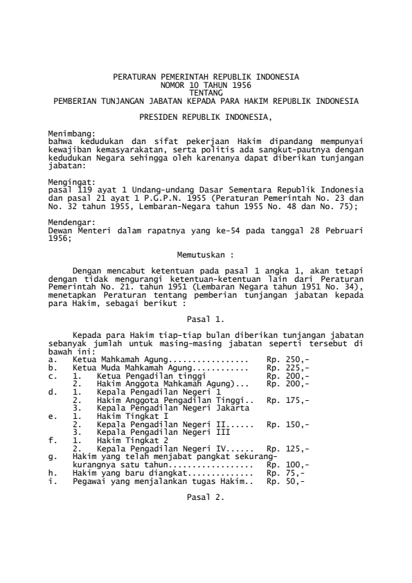 Peraturan Pemerintah Nomor 10 Tahun 1956