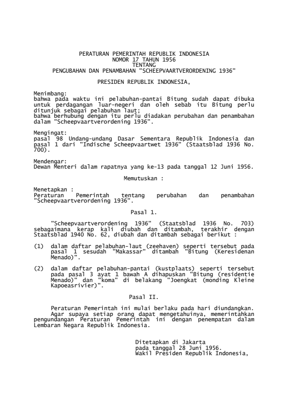 Peraturan Pemerintah Nomor 17 Tahun 1956