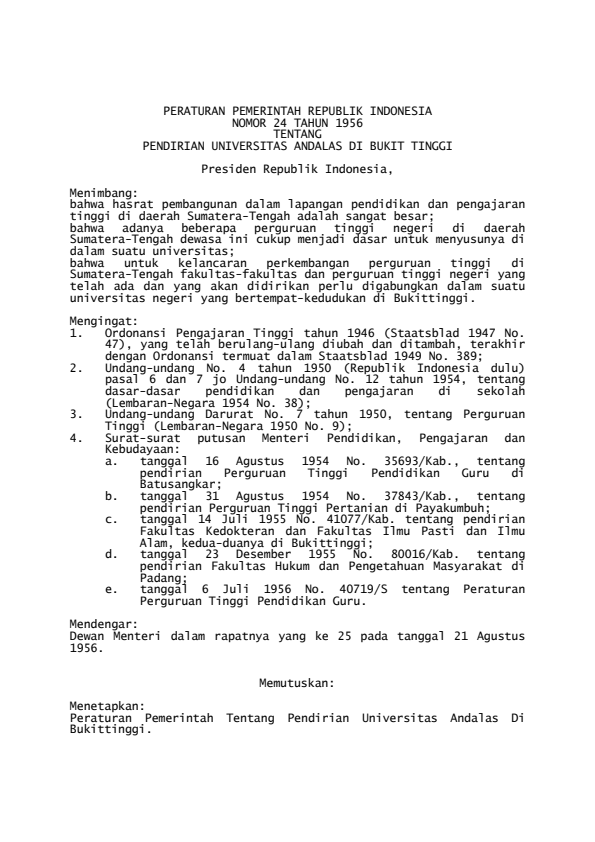 Peraturan Pemerintah Nomor 24 Tahun 1956