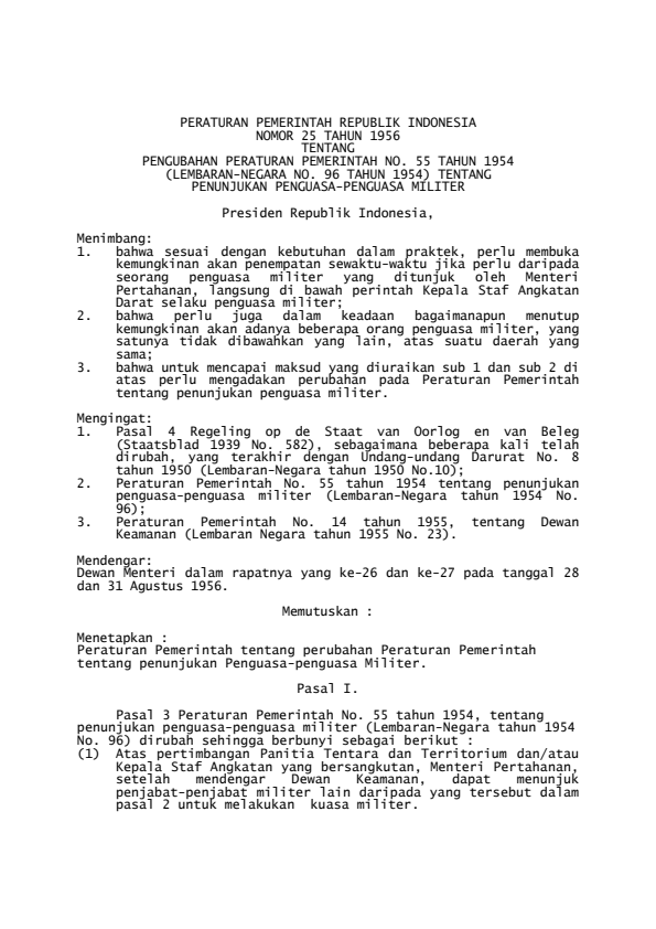 Peraturan Pemerintah Nomor 25 Tahun 1956