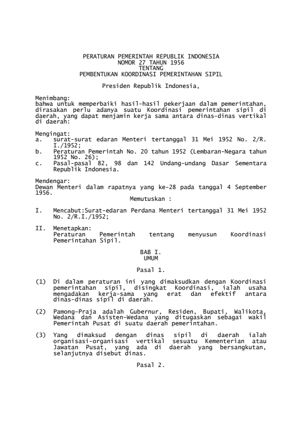 Peraturan Pemerintah Nomor 27 Tahun 1956