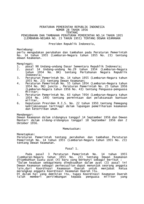 Peraturan Pemerintah Nomor 28 Tahun 1956