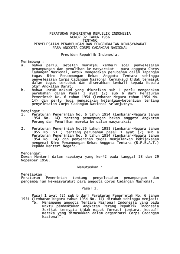 Peraturan Pemerintah Nomor 32 Tahun 1956