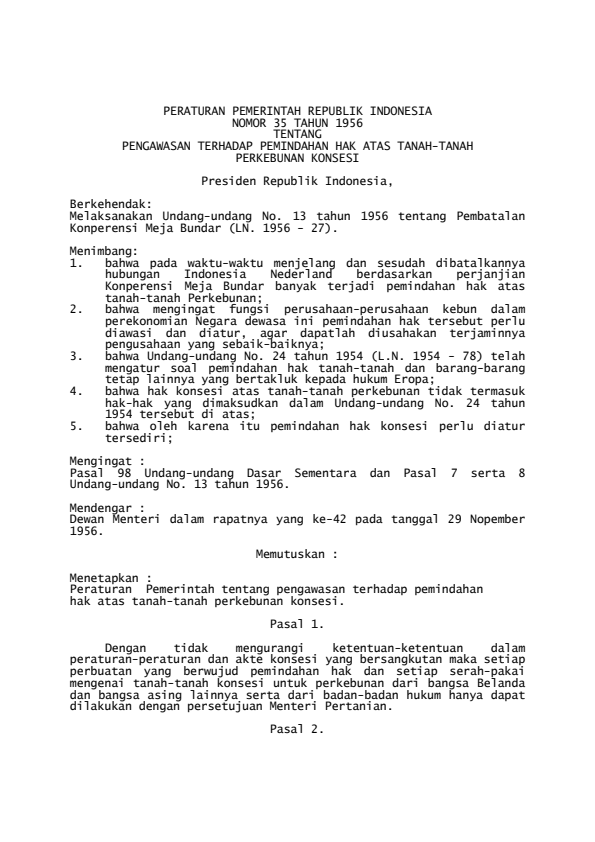 Peraturan Pemerintah Nomor 35 Tahun 1956