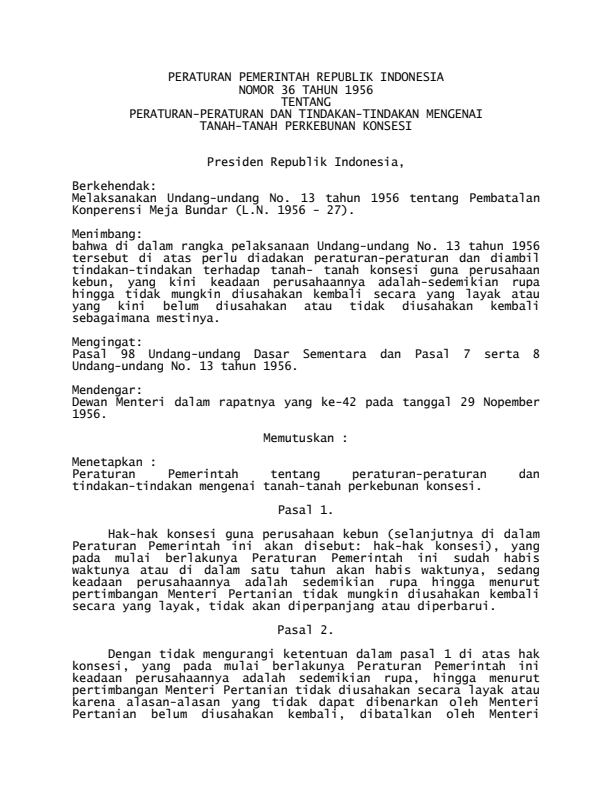 Peraturan Pemerintah Nomor 36 Tahun 1956