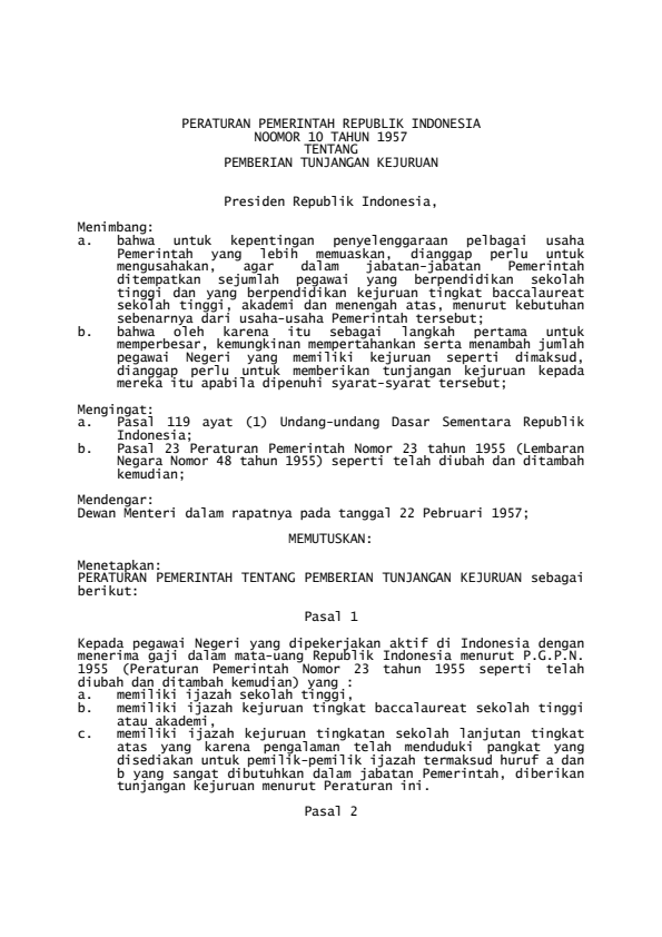 Peraturan Pemerintah Nomor 10 Tahun 1957