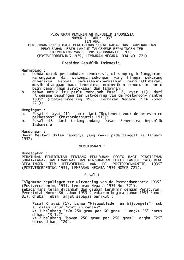 Peraturan Pemerintah Nomor 11 Tahun 1957