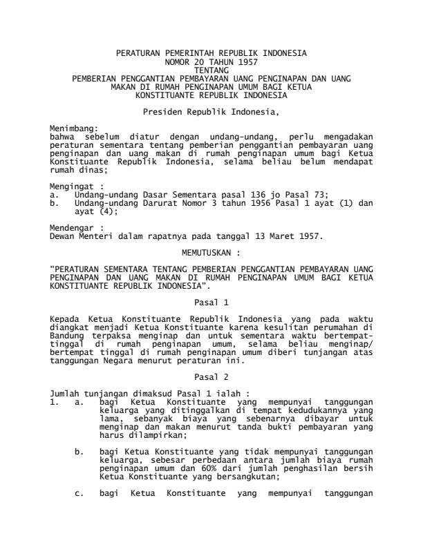 Peraturan Pemerintah Nomor 20 Tahun 1957