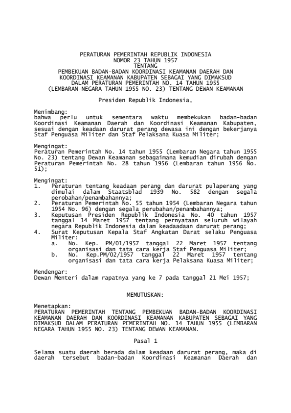 Peraturan Pemerintah Nomor 23 Tahun 1957