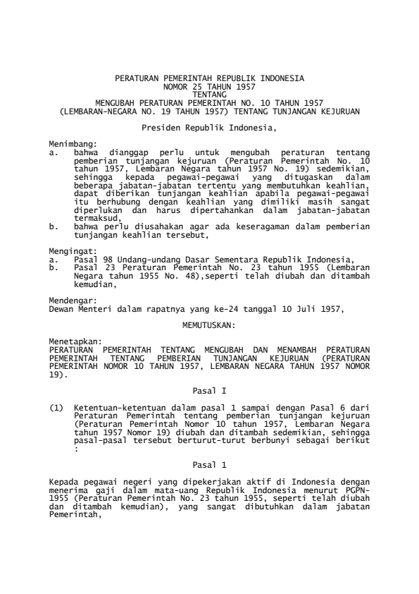 Peraturan Pemerintah Nomor 25 Tahun 1957