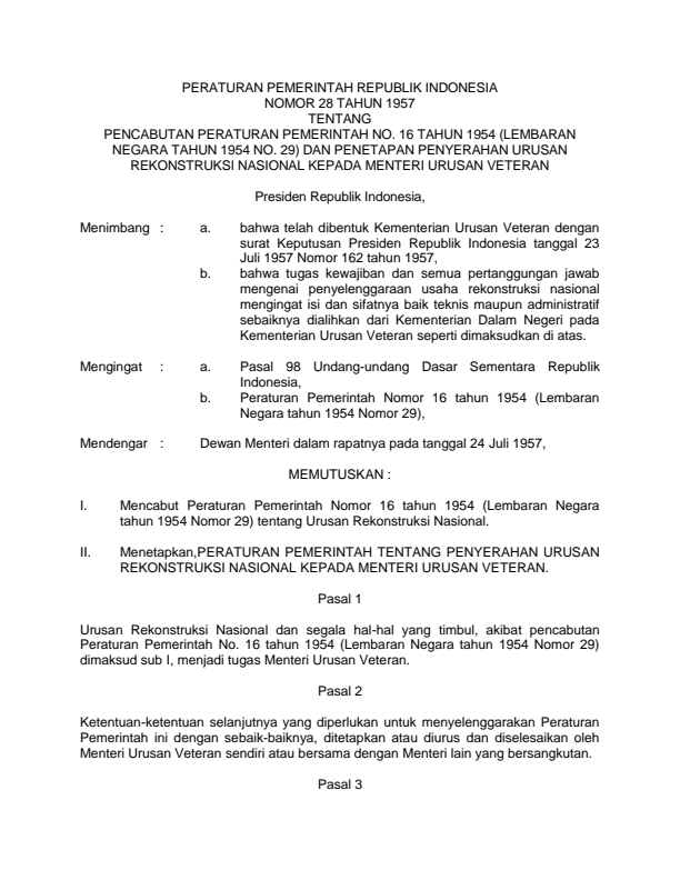 Peraturan Pemerintah Nomor 28 Tahun 1957