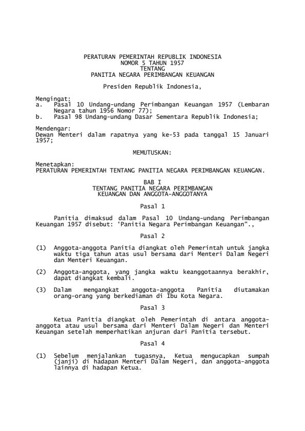 Peraturan Pemerintah Nomor 5 Tahun 1957