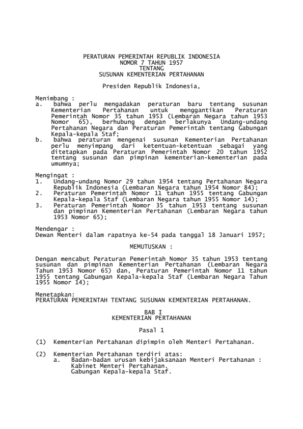 Peraturan Pemerintah Nomor 7 Tahun 1957