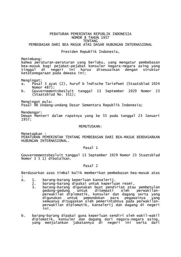 Peraturan Pemerintah Nomor 8 Tahun 1957