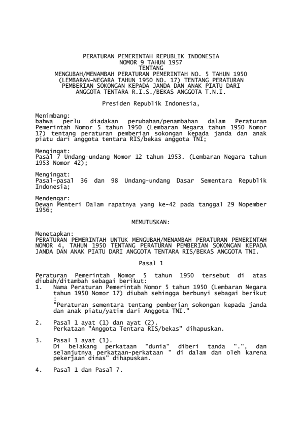 Peraturan Pemerintah Nomor 9 Tahun 1957