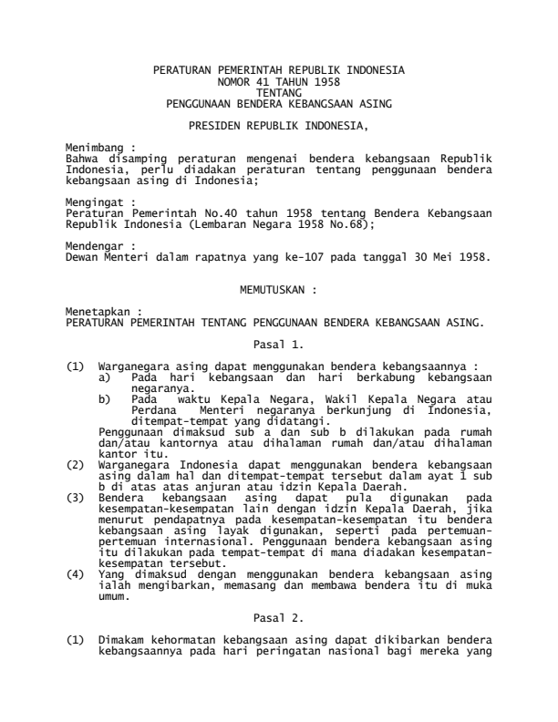 Peraturan Pemerintah Nomor 41 Tahun 1958