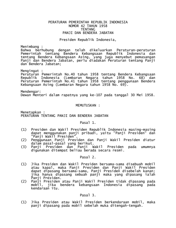 Peraturan Pemerintah Nomor 42 Tahun 1958